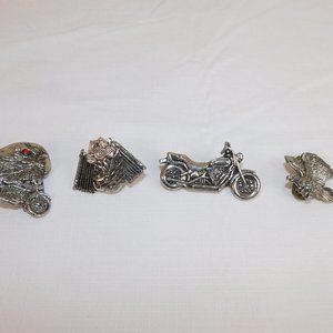 Motorcycle Pins Eagle Motor Lot Of 4 Pins For Jacket, Hat, Etc..